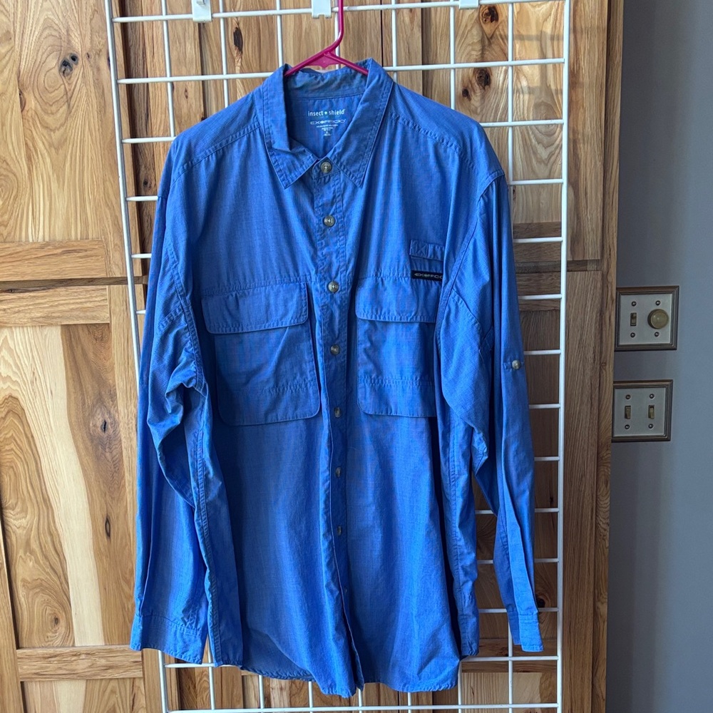 Exofficio Blue Long Sleeve Button-Up Shirt